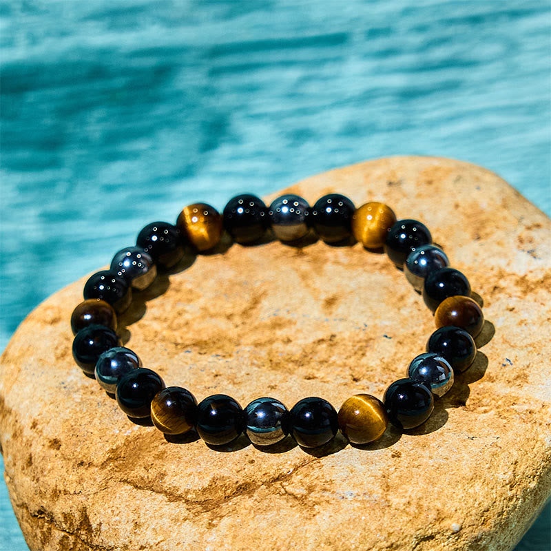 Nimara Ritual Natural Tiger's Eye Obsidian Hematite Positive Powerful Bracelet