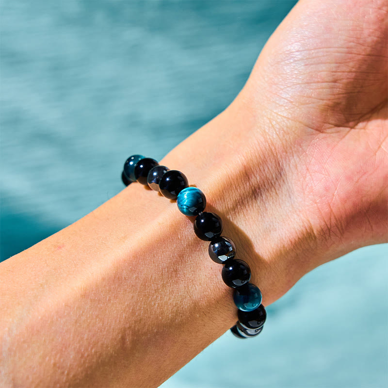 Nimara Ritual Natural Tiger's Eye Obsidian Hematite Positive Powerful Bracelet