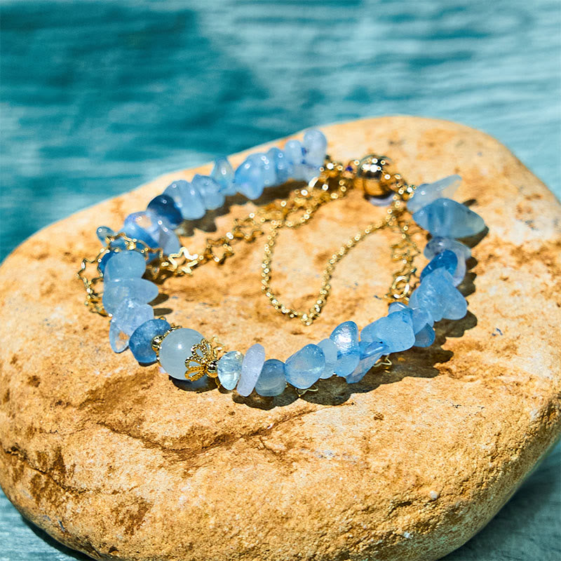 Nimara Ritual Aquamarine Gravel Design Star Healing Magnetic Buckle Bracelet