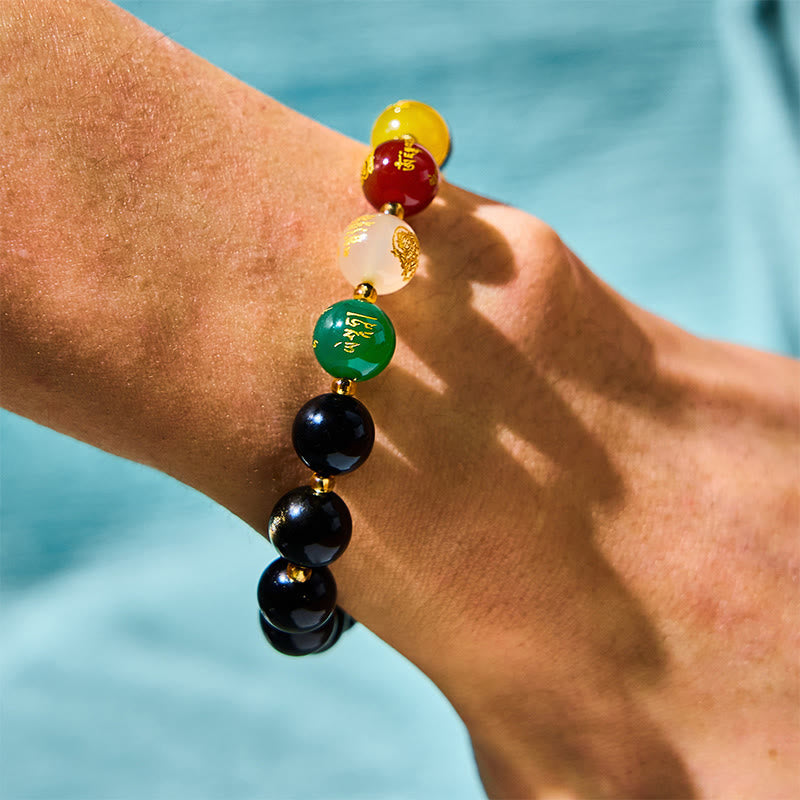 Nimara Ritual Natural Gold Sheen Obsidian PiXiu Five Directions Gods of Wealth Protection Bracelet