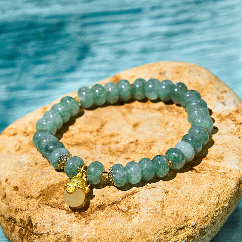 Nimara Ritual Strawberry Quartz Cyan Jade Lucky Cat Beads Healing Bracelet