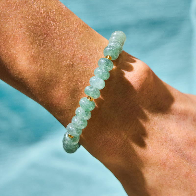 Nimara Ritual Strawberry Quartz Cyan Jade Lucky Cat Beads Healing Bracelet