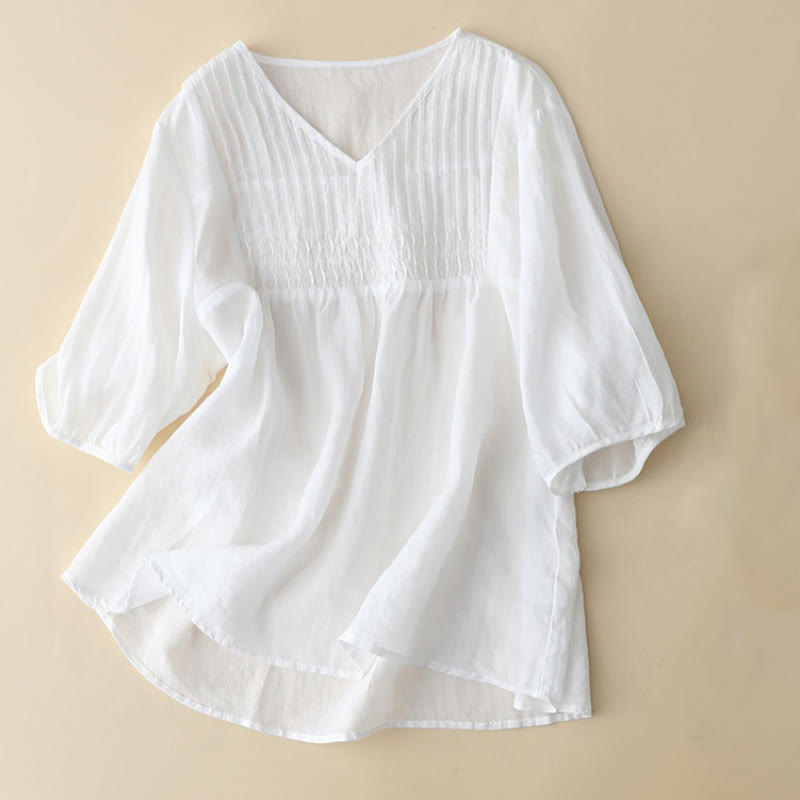 Nimara Ritual Casual Plain Loose Women's V-Neck Design Half Sleeve Shirt