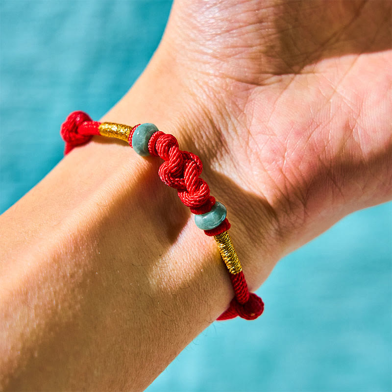 Nimara Ritual Red String Jade Luck Fortune Knot Braided Couple Bracelet