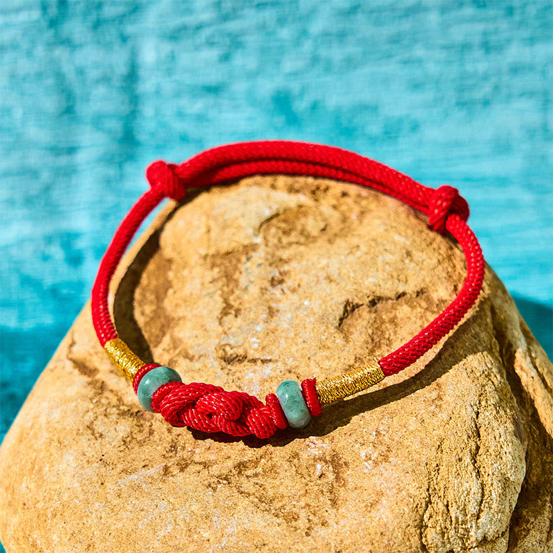 Nimara Ritual Red String Jade Luck Fortune Knot Braided Couple Bracelet