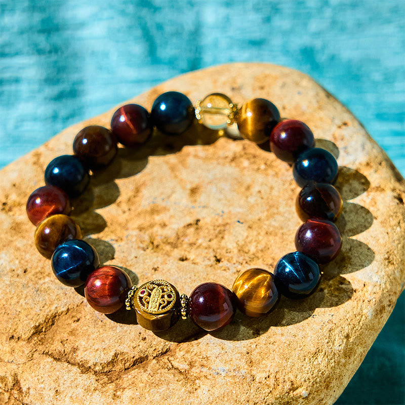 Nimara Ritual Tiger Eye Stone Beads Protection Courage Bracelet