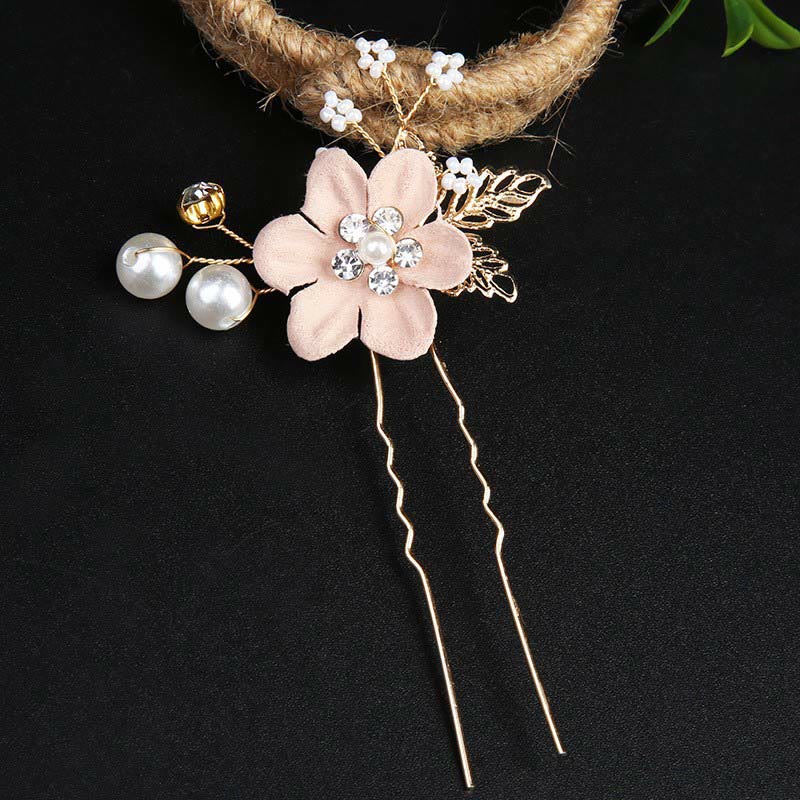 Nimara Ritual 4Pcs Handmade Wedding Golden Leaf Flower Pearl Hairpin Hair Comb Set