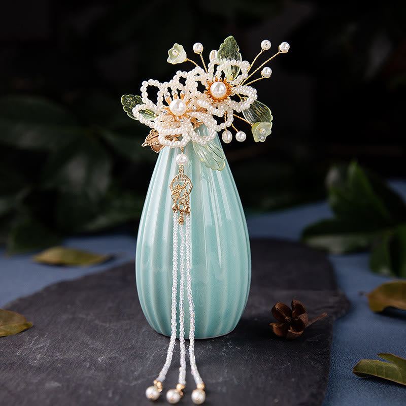 Nimara Ritual Retro Style Flower Leaf Tassel Hair Clip