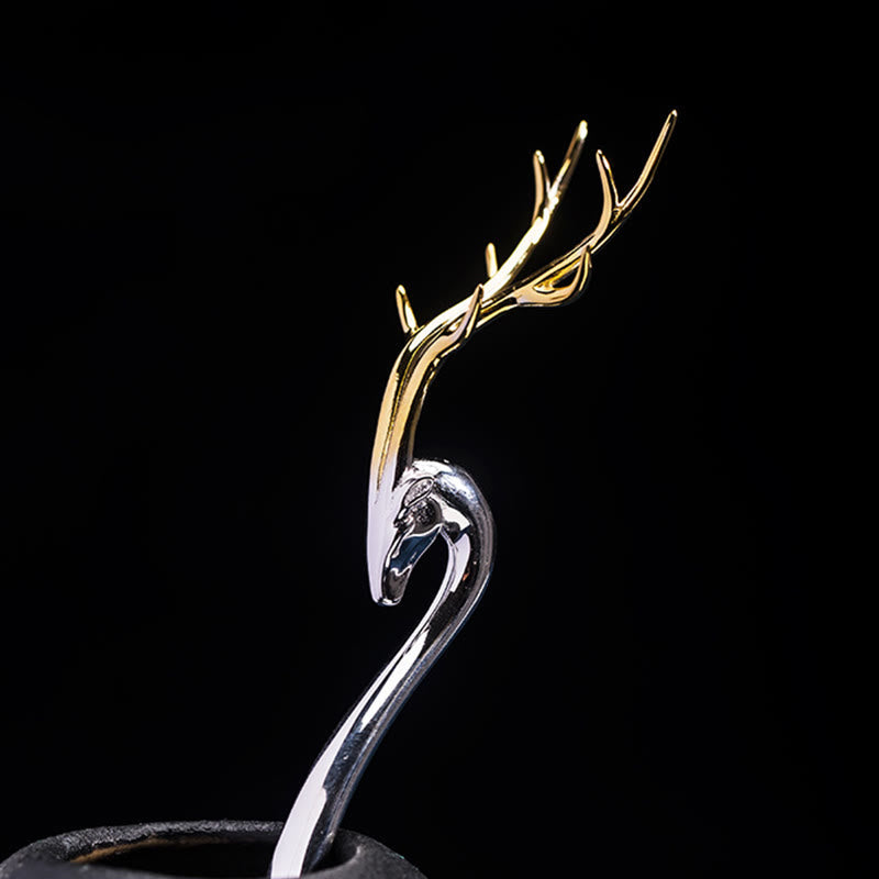 Nimara Ritual 925 Sterling Silver Deer Antler Protection Hairpin