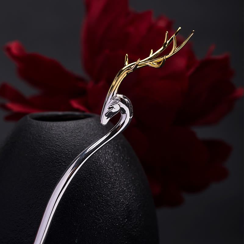Nimara Ritual 925 Sterling Silver Deer Antler Protection Hairpin