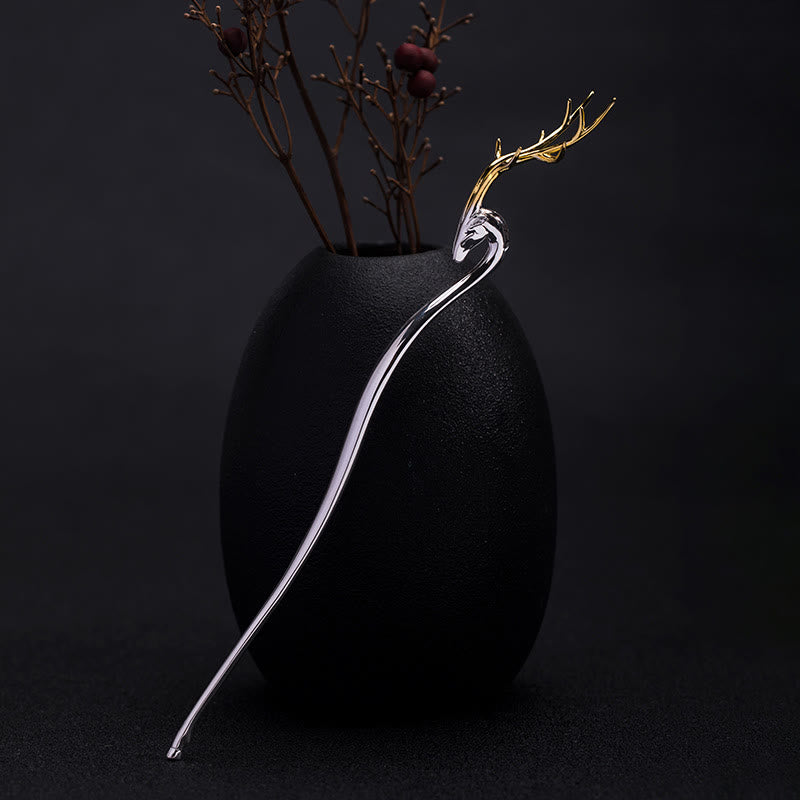 Nimara Ritual 925 Sterling Silver Deer Antler Protection Hairpin