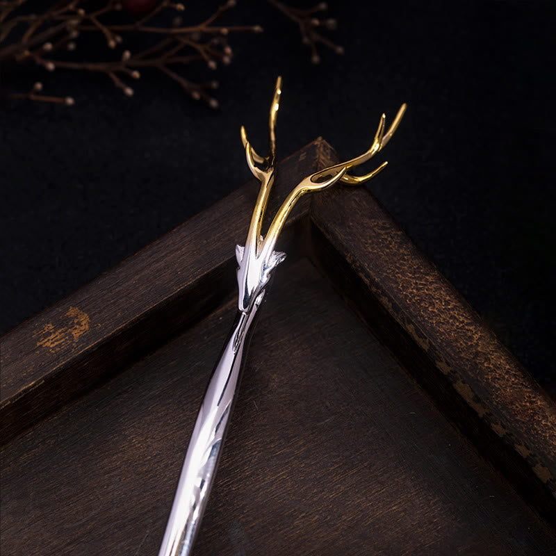 Nimara Ritual 925 Sterling Silver Deer Antler Protection Hairpin
