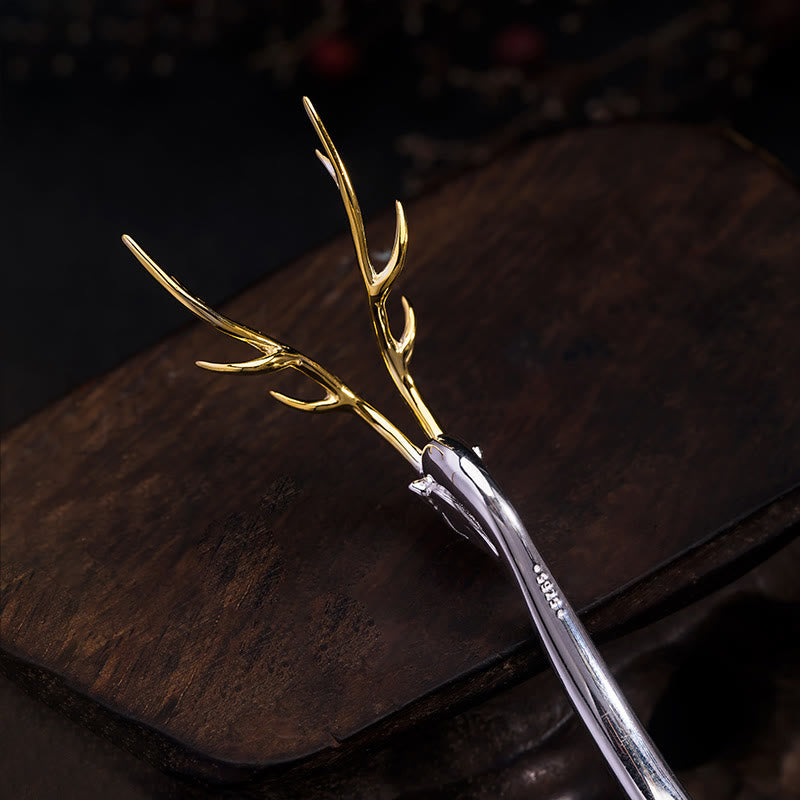 Nimara Ritual 925 Sterling Silver Deer Antler Protection Hairpin