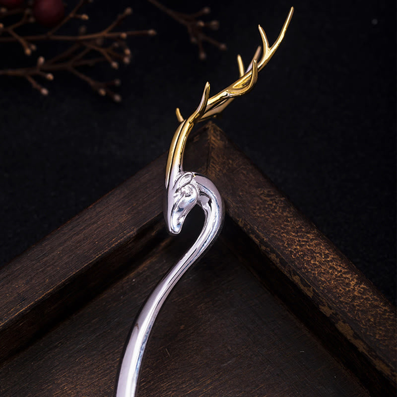 Nimara Ritual 925 Sterling Silver Deer Antler Protection Hairpin