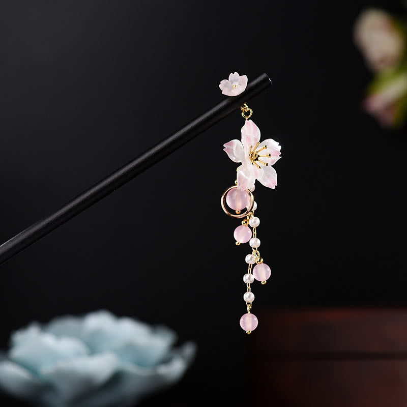 Nimara Ritual Artistic Style Pear Blossom Tassel Wood Hairpin