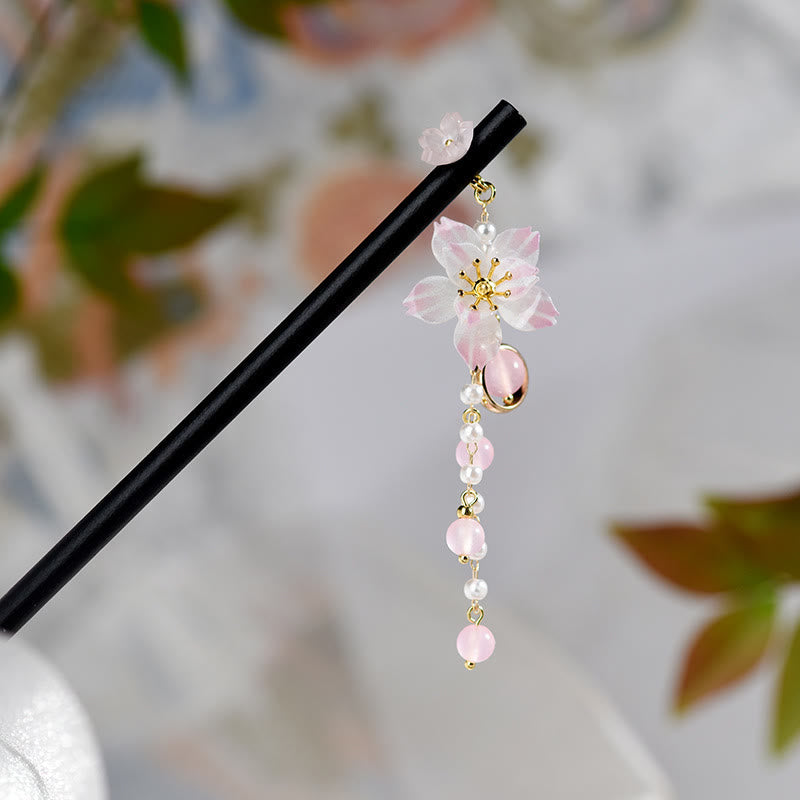 Nimara Ritual Artistic Style Pear Blossom Tassel Wood Hairpin
