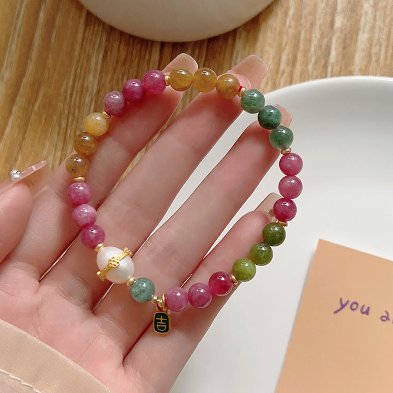 Nimara Ritual Colorful Tourmaline Lucky Cat Positive Bracelet