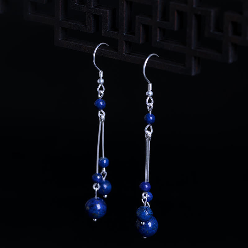 Nimara Ritual 925 Sterling Silver Lazurite Beads Serenity Drop Earrings