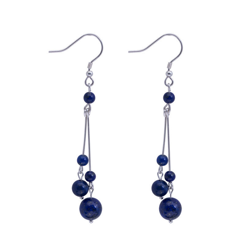Nimara Ritual 925 Sterling Silver Lazurite Beads Serenity Drop Earrings