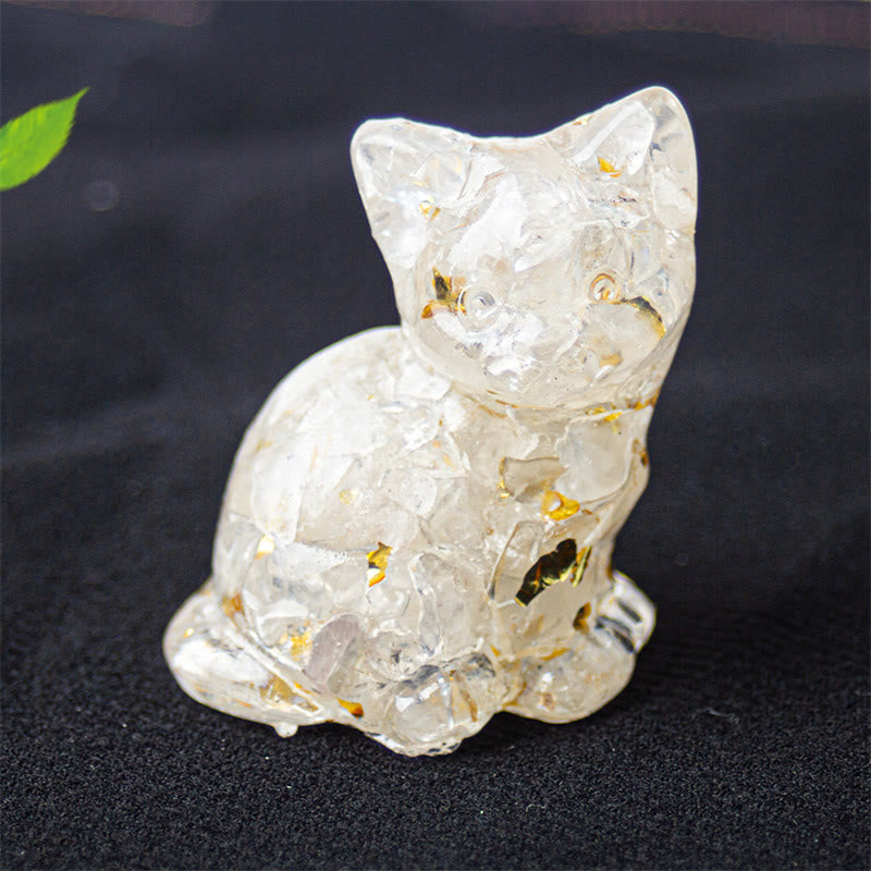 Nimara Ritual Sitting Cat Resin Gravel Pink Crystal Citrine White Crystal Lapis Lazuli Soothing Desktop Decoration