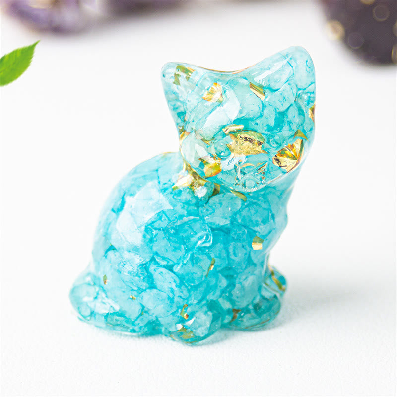 Nimara Ritual Sitting Cat Resin Gravel Pink Crystal Citrine White Crystal Lapis Lazuli Soothing Desktop Decoration