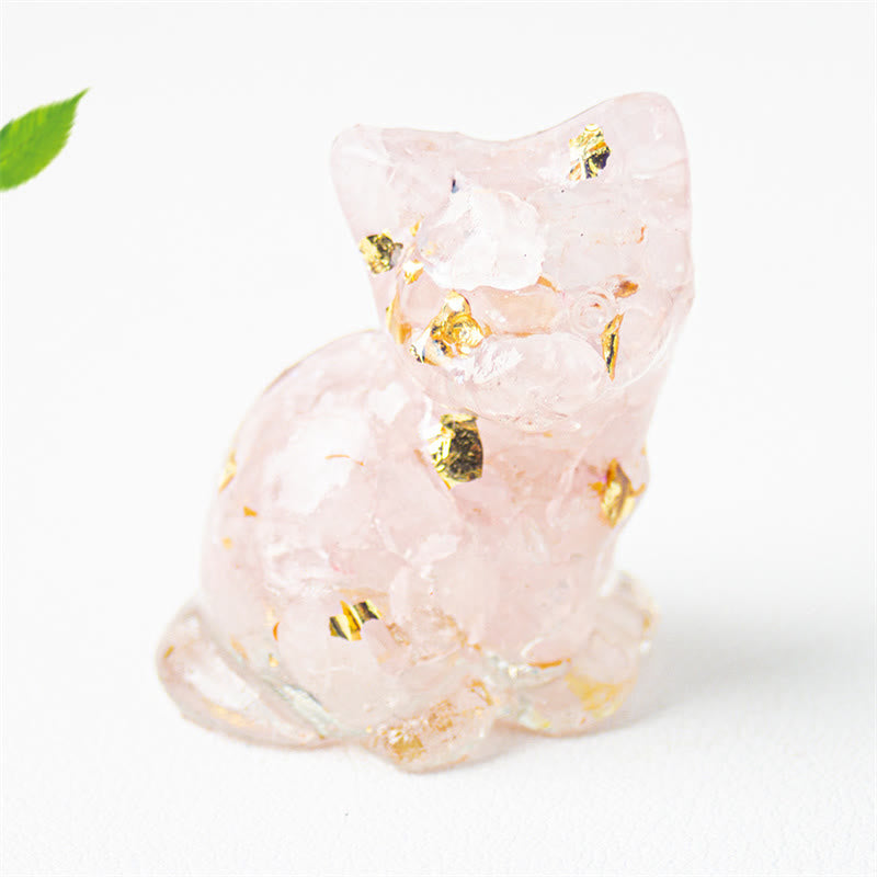 Nimara Ritual Sitting Cat Resin Gravel Pink Crystal Citrine White Crystal Lapis Lazuli Soothing Desktop Decoration