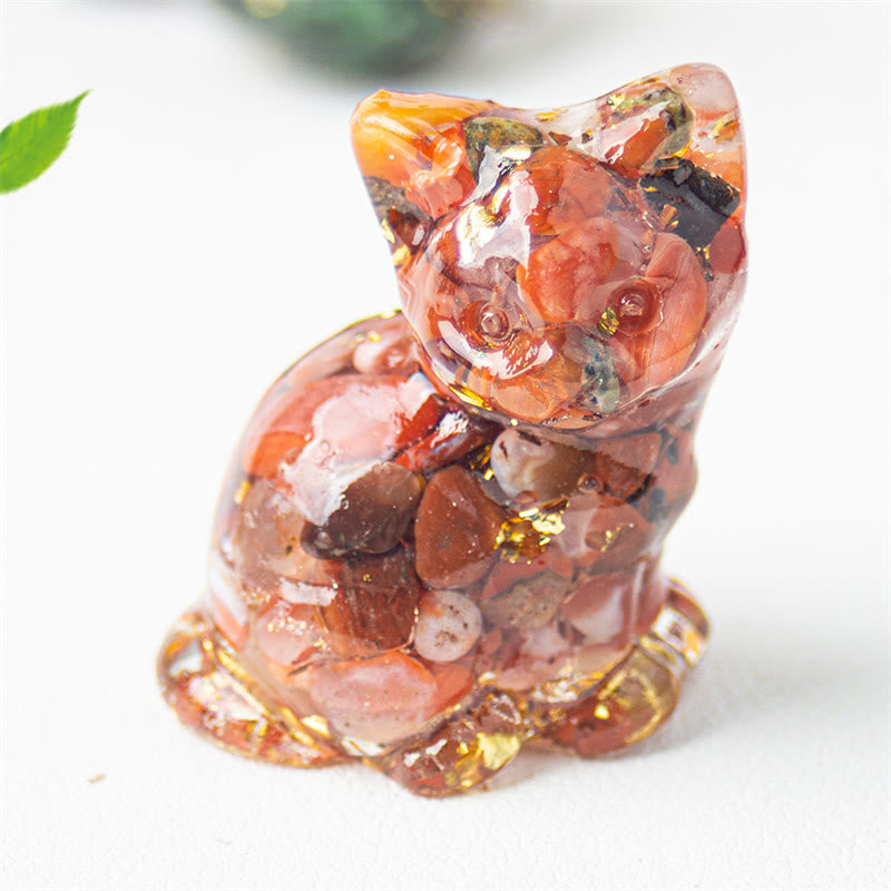 Nimara Ritual Sitting Cat Resin Gravel Pink Crystal Citrine White Crystal Lapis Lazuli Soothing Desktop Decoration