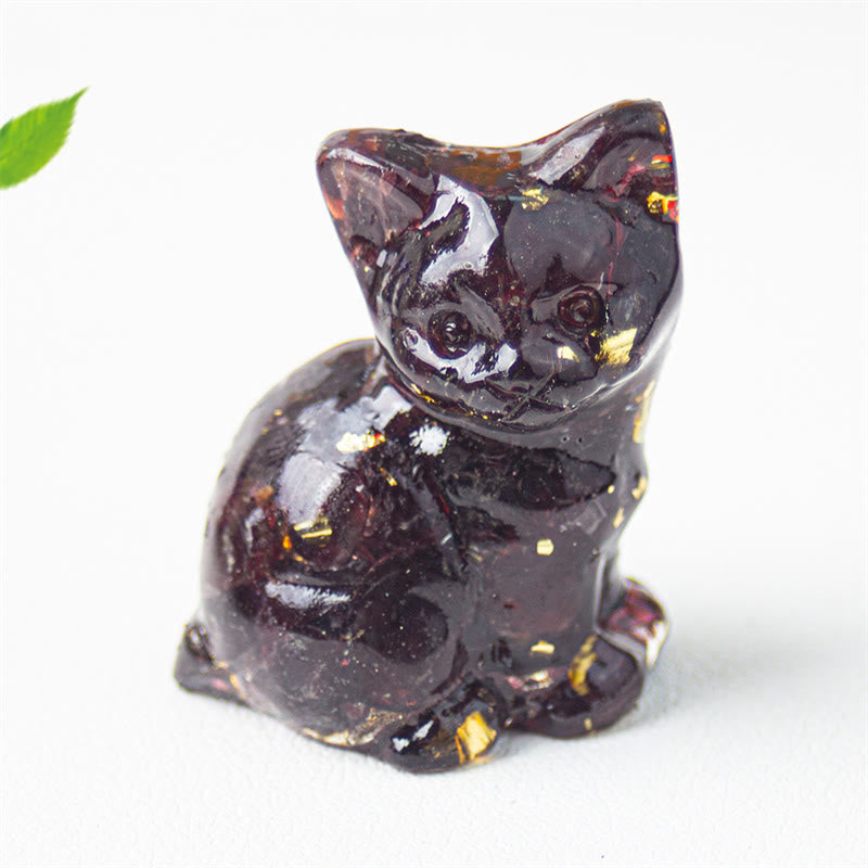 Nimara Ritual Sitting Cat Resin Gravel Pink Crystal Citrine White Crystal Lapis Lazuli Soothing Desktop Decoration