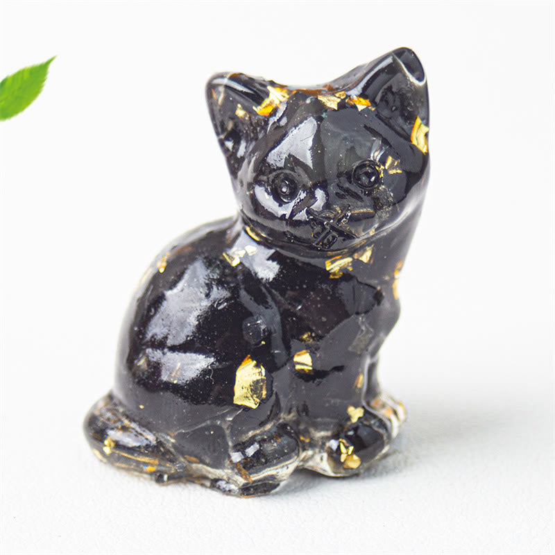 Nimara Ritual Sitting Cat Resin Gravel Pink Crystal Citrine White Crystal Lapis Lazuli Soothing Desktop Decoration