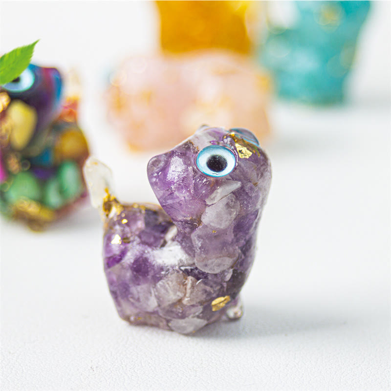 Nimara Ritual Natural Crystal Turquoise Aquamarine Amethyst Cat Protection Decoration