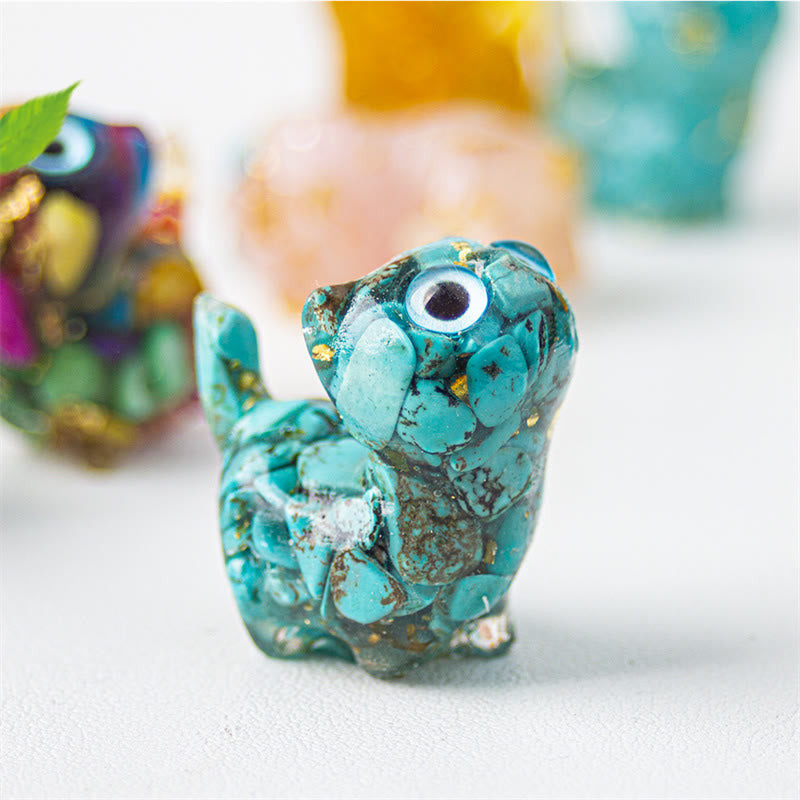 Nimara Ritual Natural Crystal Turquoise Aquamarine Amethyst Cat Protection Decoration