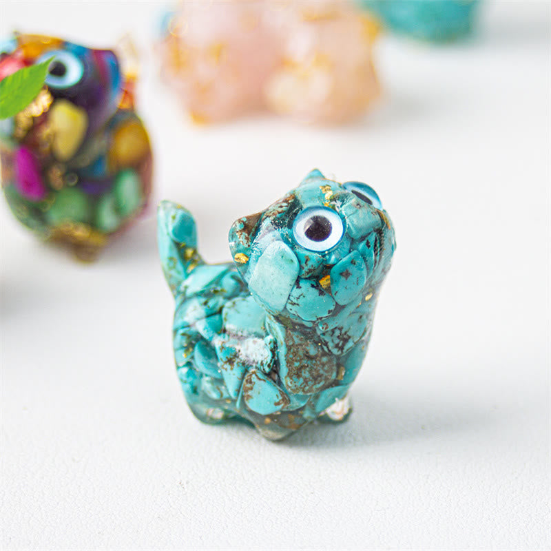 Nimara Ritual Natural Crystal Turquoise Aquamarine Amethyst Cat Protection Decoration