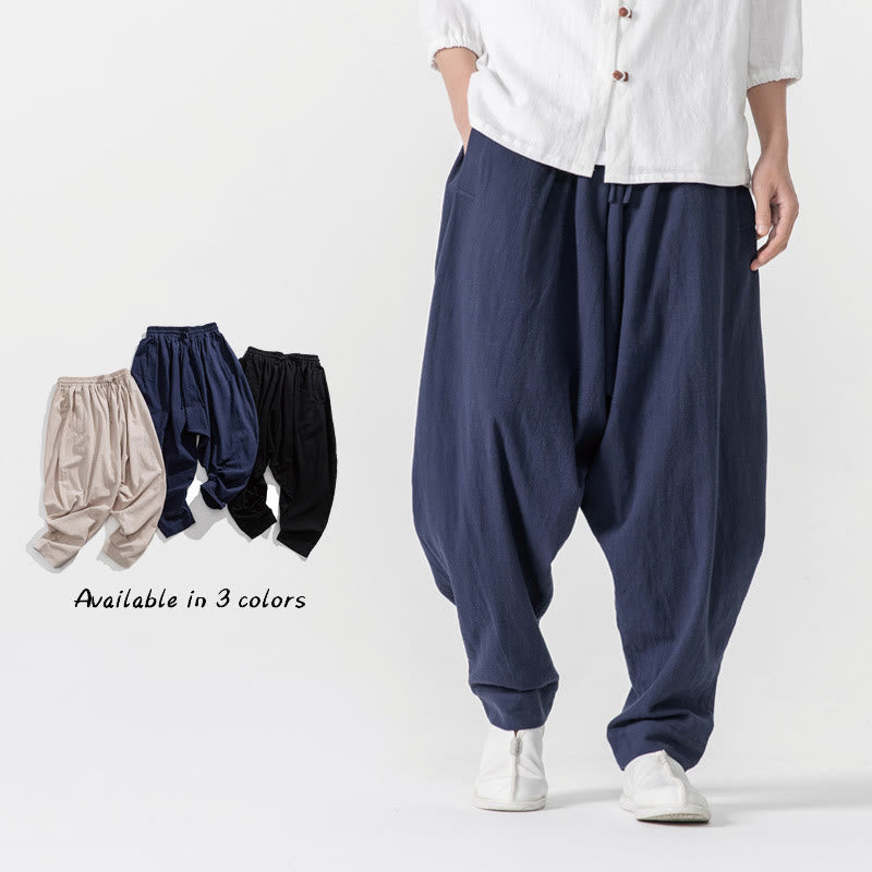Nimara Ritual Solid Color Drawstring Men's Harem Pants With PocketsAnkle-Length (9 Length)