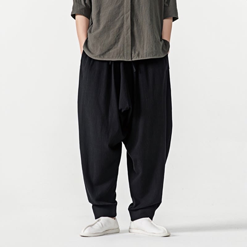 Nimara Ritual Solid Color Drawstring Men's Harem Pants With PocketsAnkle-Length (9 Length)