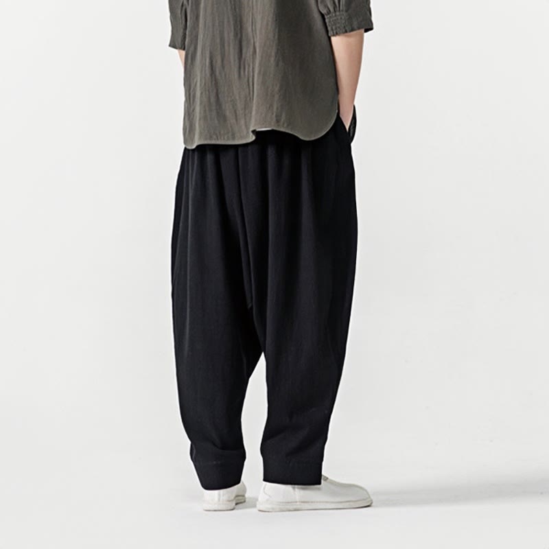 Nimara Ritual Solid Color Drawstring Men's Harem Pants With PocketsAnkle-Length (9 Length)