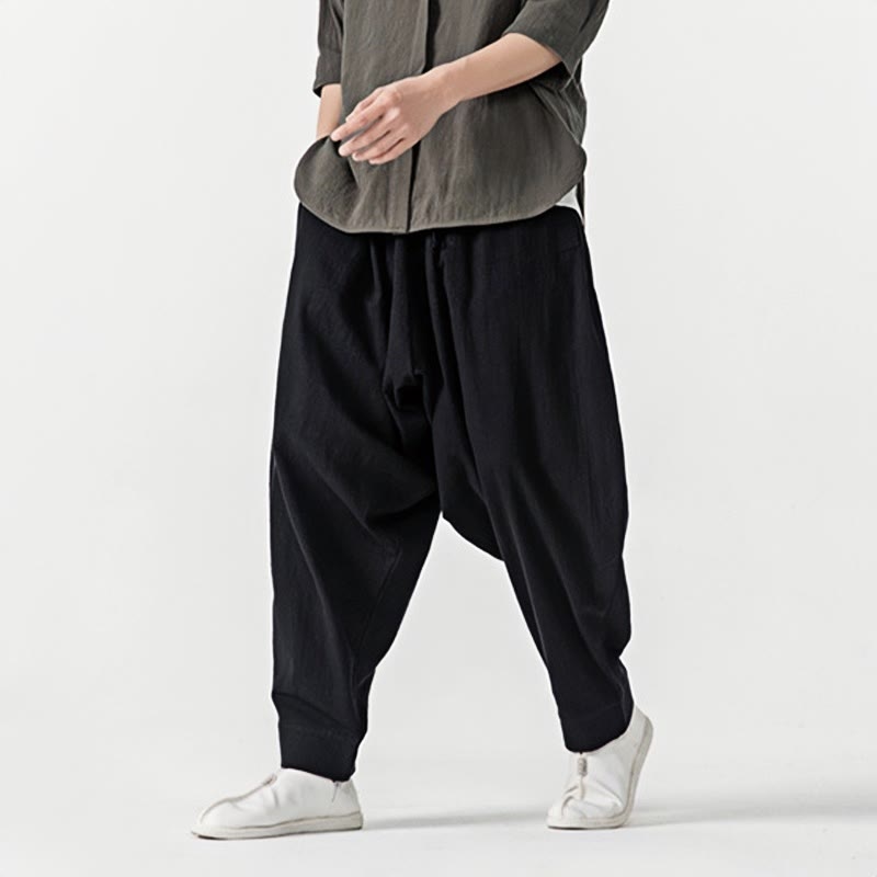 Nimara Ritual Solid Color Drawstring Men's Harem Pants With PocketsAnkle-Length (9 Length)