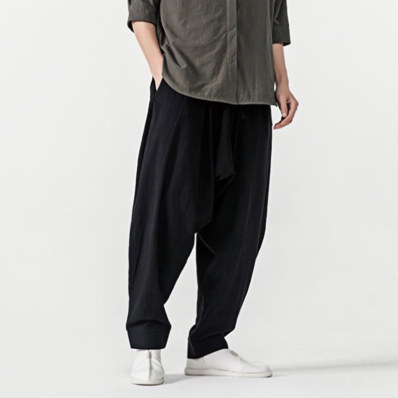 Nimara Ritual Solid Color Drawstring Men's Harem Pants With PocketsAnkle-Length (9 Length)