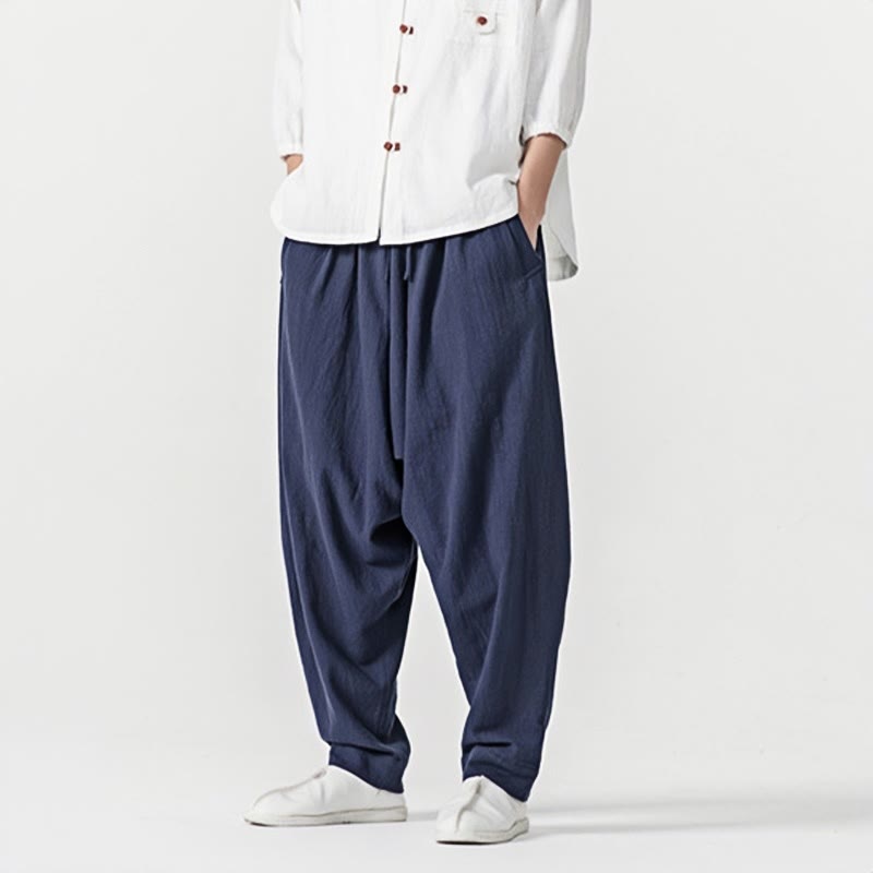 Nimara Ritual Solid Color Drawstring Men's Harem Pants With PocketsAnkle-Length (9 Length)
