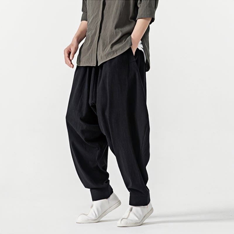 Nimara Ritual Solid Color Drawstring Men's Harem Pants With PocketsAnkle-Length (9 Length)