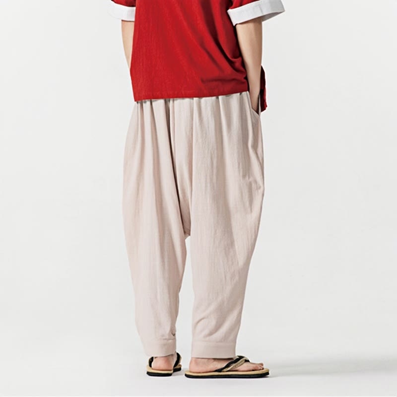 Nimara Ritual Solid Color Drawstring Men's Harem Pants With PocketsAnkle-Length (9 Length)