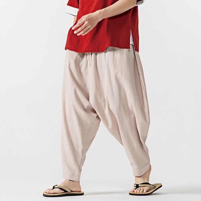 Nimara Ritual Solid Color Drawstring Men's Harem Pants With PocketsAnkle-Length (9 Length)