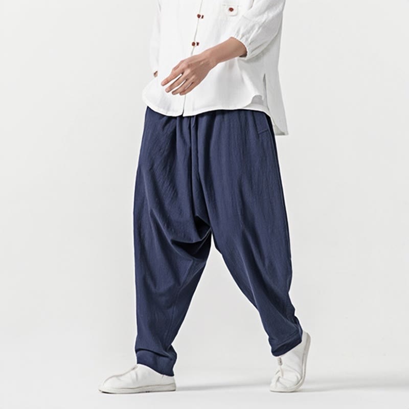 Nimara Ritual Solid Color Drawstring Men's Harem Pants With PocketsAnkle-Length (9 Length)