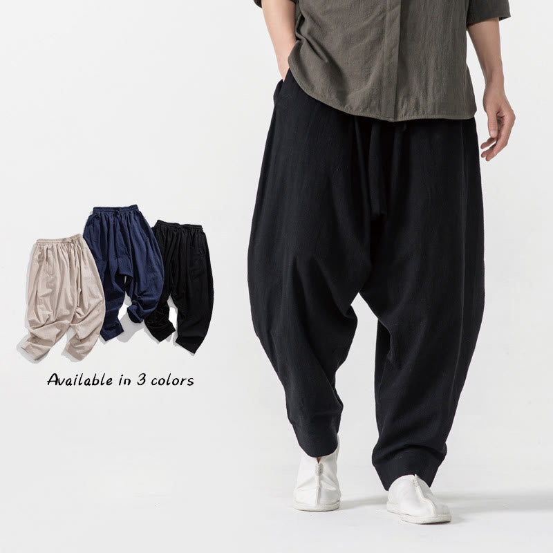 Nimara Ritual Solid Color Drawstring Men's Harem Pants With PocketsAnkle-Length (9 Length)
