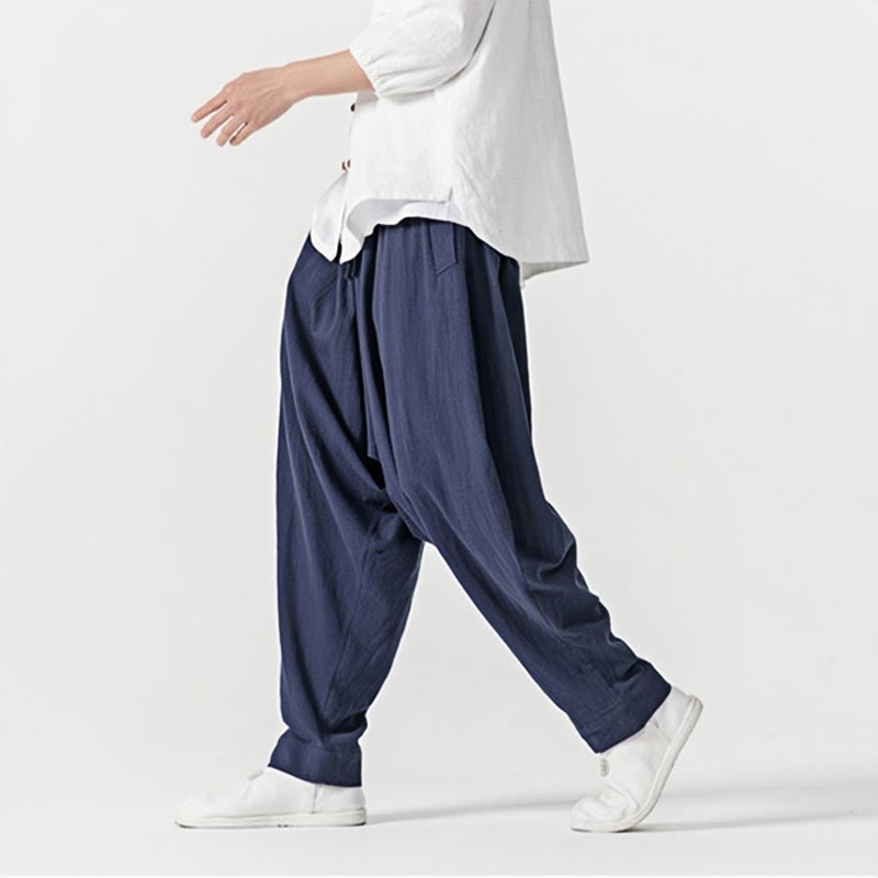 Nimara Ritual Solid Color Drawstring Men's Harem Pants With PocketsAnkle-Length (9 Length)