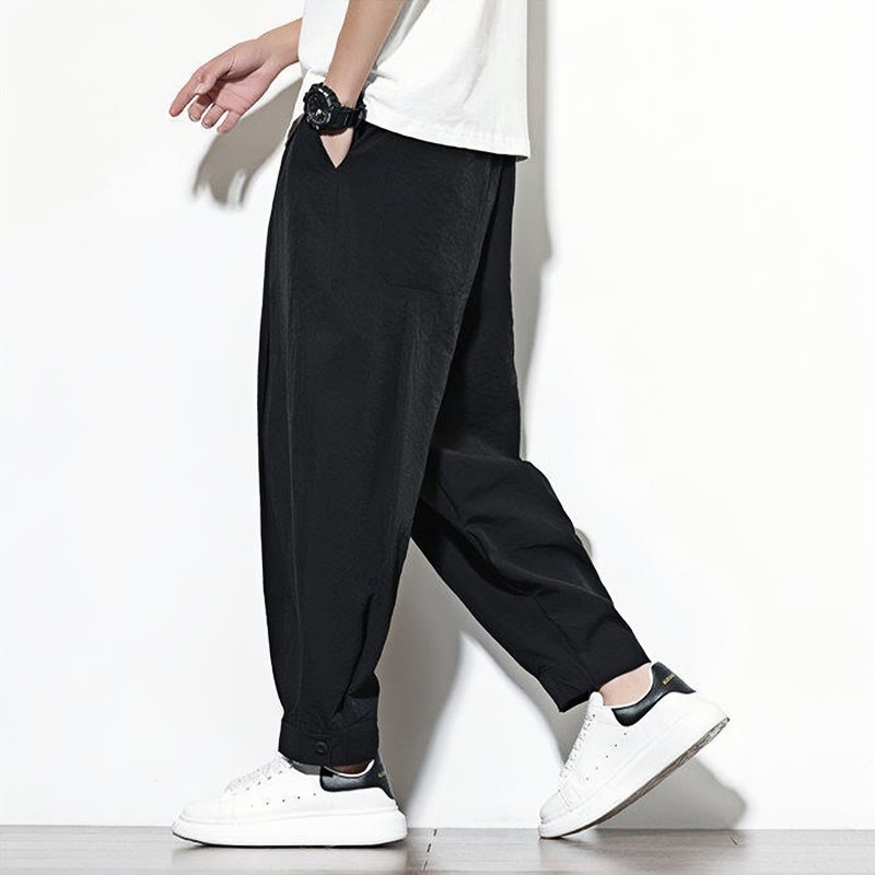 Nimara Ritual Casual Solid Color Drawstring Men's Harem Pants With Pockets