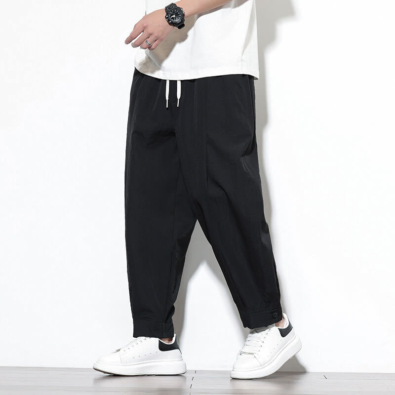 Nimara Ritual Casual Solid Color Drawstring Men's Harem Pants With Pockets