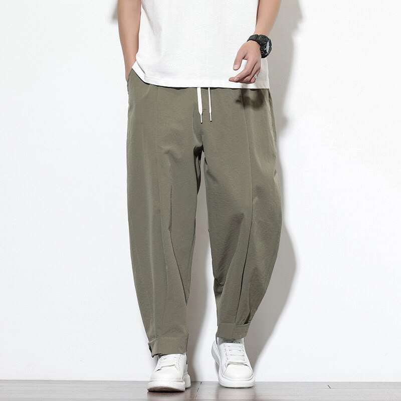 Nimara Ritual Casual Solid Color Drawstring Men's Harem Pants With Pockets