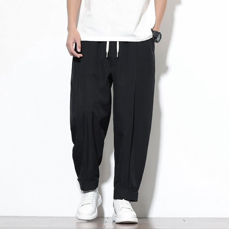 Nimara Ritual Casual Solid Color Drawstring Men's Harem Pants With Pockets