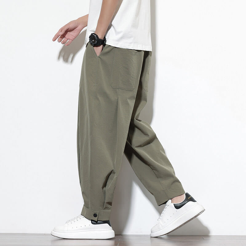 Nimara Ritual Casual Solid Color Drawstring Men's Harem Pants With Pockets