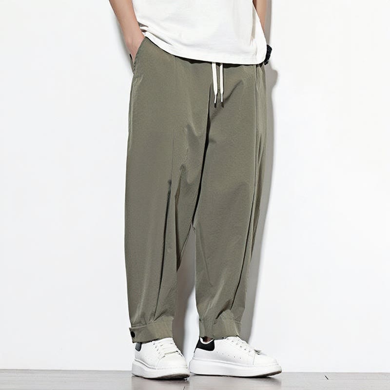 Nimara Ritual Casual Solid Color Drawstring Men's Harem Pants With Pockets